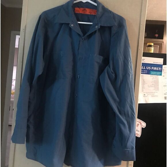 Red Kap Blue Men's Work Shirt Size Large - Picture 2 of 10